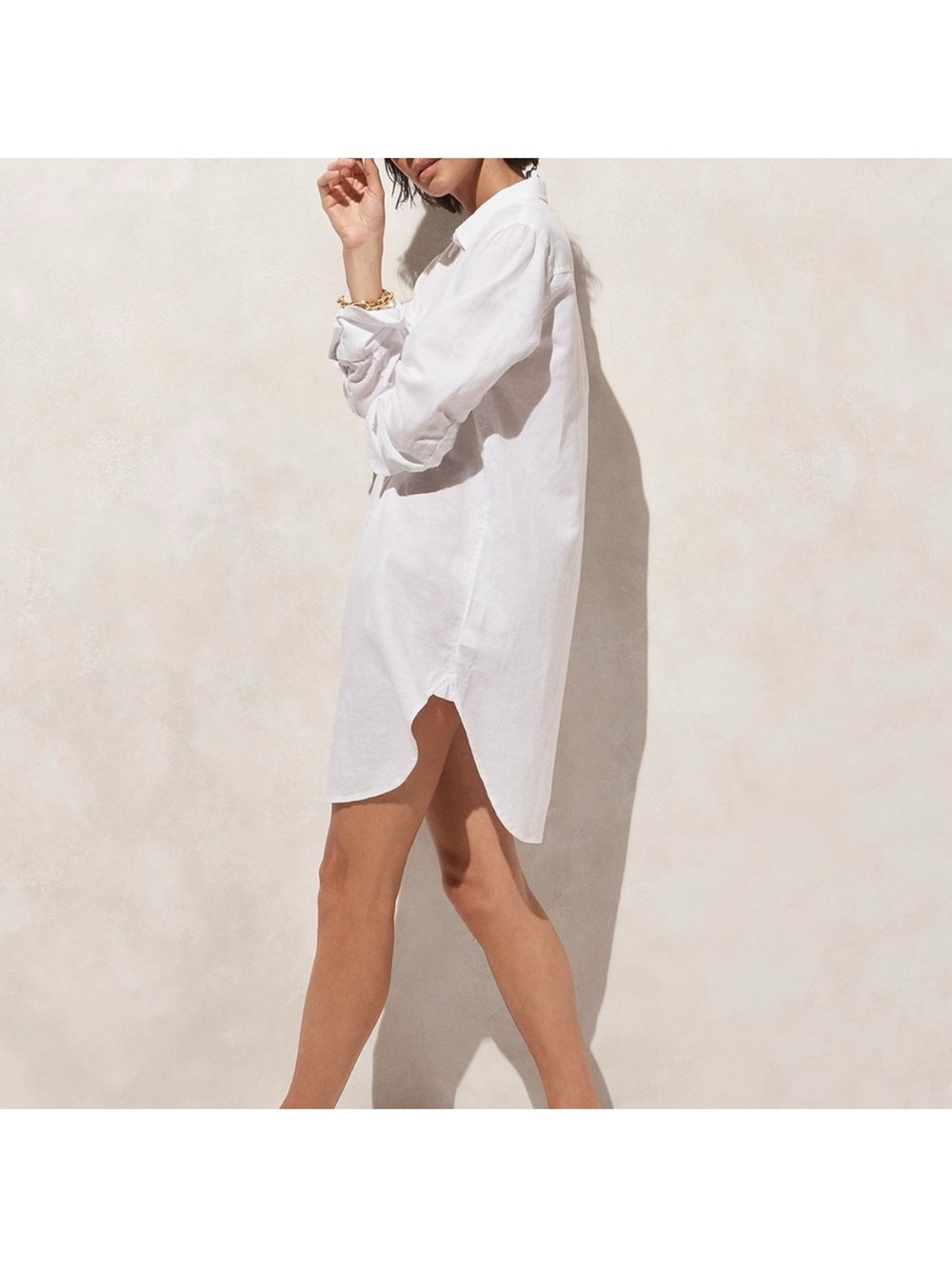 Jcrew linen cotton blend relaxed beach shirt dress